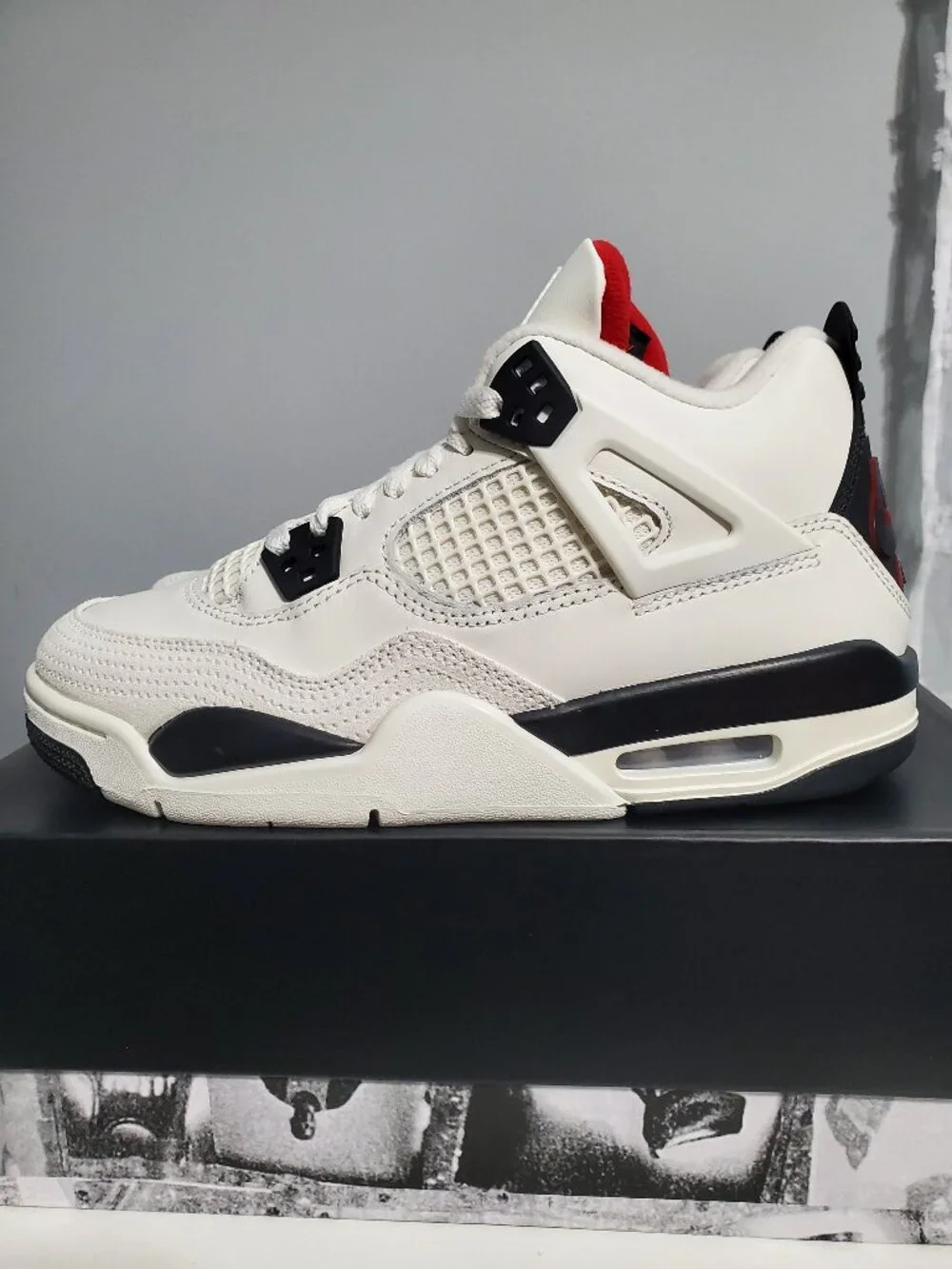 Nike Air Jordan 4 Retro 'Flight Club' Sail Black Red IM4026-100 GS Size 6.5Y NEW